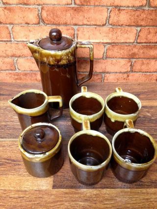 Vintage Brown Drip Tea Coffee Set Made In Japan