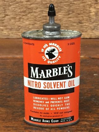 Vintage Marbles Household Oil 3oz Lead Top Handy Oiler Gun Oil Can - Mostly Full