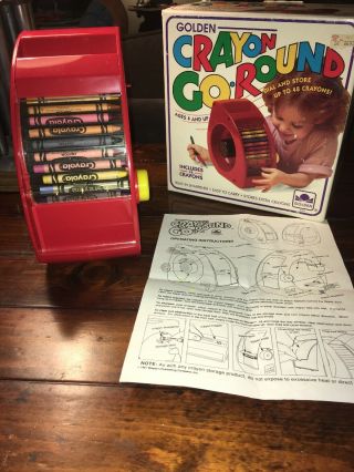 1990 Vintage (golden) " Crayon Go - Round " (storage & Sharpener) Collectible,  Rare