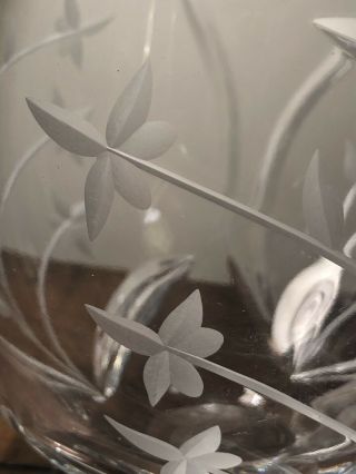 , Unique,  Vintage Lenox Cut Clear Crystal Bowl with Vines & Leaves 4
