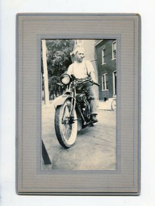 Vintage 1940s Motorcycle Racer Harvey Williams On Harley Davidson Mounted Photo