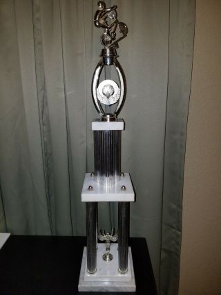 Vintage 1980 ' s Old School BMX trophy.  Solid marble base on all 3 tiers. 4