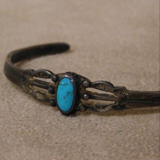 Sterling Silver and Turquoise Vintage Children ' s Bracelet 5