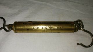 Vintage Chatillon Hanging Brass Spring Scale 15 Lb.  Ny Usa