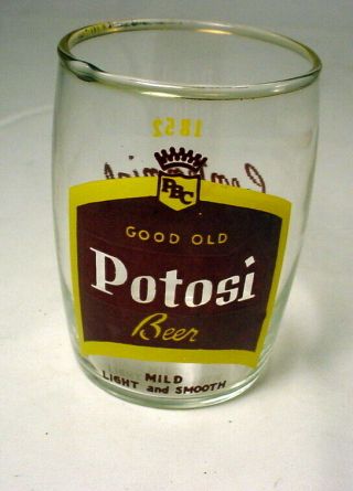 Vintage Potosi Beer Brewing Co 1852 - 1952 Centennial Glass Gold Trim