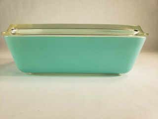 Vintage Pyrex Turquoise Robins Egg Covered Refrigerator Dish & Lid 0503 & 503 - C 2