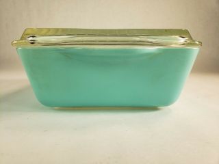 Vintage Pyrex Turquoise Robins Egg Covered Refrigerator Dish & Lid 0503 & 503 - C 5