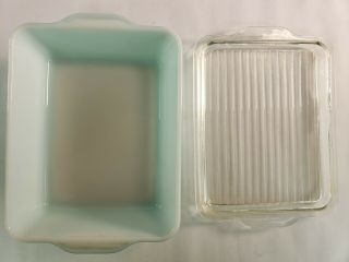 Vintage Pyrex Turquoise Robins Egg Covered Refrigerator Dish & Lid 0503 & 503 - C 8