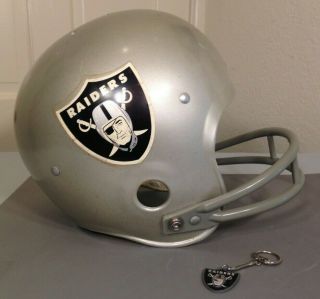Vintage Oakland Raiders Nfl Football Helmet Rawlings M & Vintage Key Chain Fob