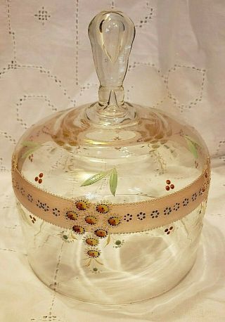 Vintage Hand Painted Glass Cake Cover