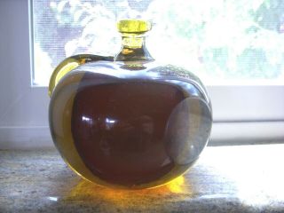 Vintage honey amber hand blown glass paperweight 3.  5 lb Murano 3