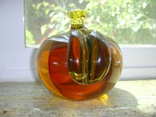 Vintage honey amber hand blown glass paperweight 3.  5 lb Murano 4
