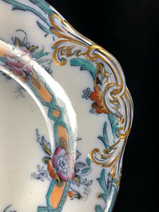 Antique Vintage Porcelain European? Pedestal Compote Candy Dish Gold Trim 3