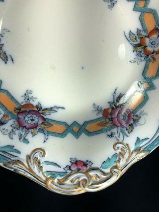 Antique Vintage Porcelain European? Pedestal Compote Candy Dish Gold Trim 4