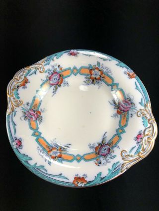 Antique Vintage Porcelain European? Pedestal Compote Candy Dish Gold Trim 6