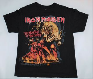 Vtg Retro Iron Maiden The Number Of The Beast Rock Band Album T Shirt Men 