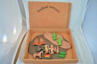 Vtg Woodland Fantasies Wooden Playset Native American Indian Figures Ti Pi Camp