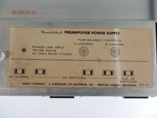 Heathkit Vintage power supply A channel Preamplifier. 5
