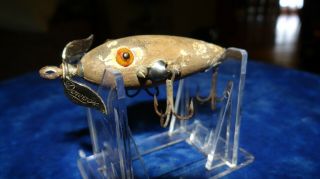 Vintage Heddon Dowagiac 3 Hook Wooden Pin Eyes Lure Old Fishing Lures Bass Bait