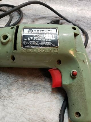Rockwell Model 74 Variable Speed Deluxe Electric 3/8 " Drill Vintage Usa