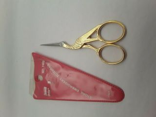 Vintage Scovill Dritz Stork Embroidery Scissors,  Made In Italy