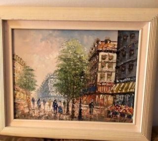 Vintage Impressionism.  Oil On Canvas Signed Framed Cityscape 21 1/2 X 17 "