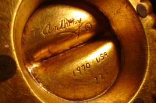 Vintage 1970 Freeman McFarlin Anthony Gold Leaf Ashtray California Potteries USA 5
