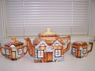 Vintage Cottage Ware Keele St.  English Pottery Teapot,  Cream And Sugar