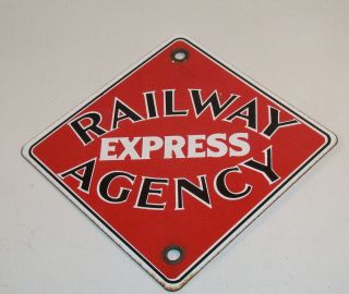 Vintage Railway Express Agency 8 X 8 METAL Sign - REA 2