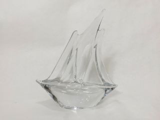 Vintage Daum France Crystal Glass Sailboat Sailing Ship Sculpture,  8 1/4 " Tall