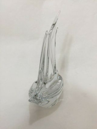 Vintage Daum France Crystal Glass Sailboat Sailing Ship Sculpture,  8 1/4 