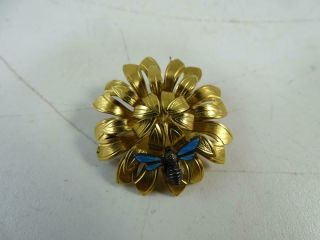 Vintage 14k Gold Filled Figural Pin Brooch Flower Enamel Butterfly Bee Wells Old