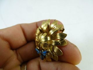 Vintage 14K Gold Filled Figural Pin Brooch Flower Enamel Butterfly Bee Wells Old 3