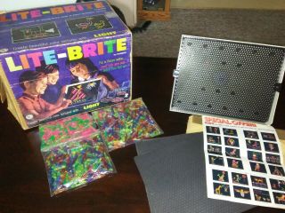 Vintage 1967 Lite Brite Light Toy With Pegs,  Papers,  More Rare Hasbro