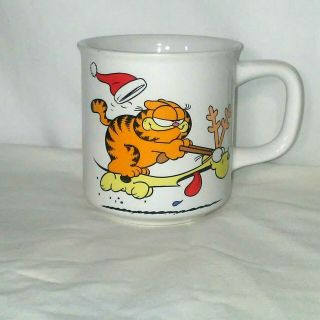 Garfield Odie Vintage Coffee Mug Santa Hat Reindeer Antlers 1978