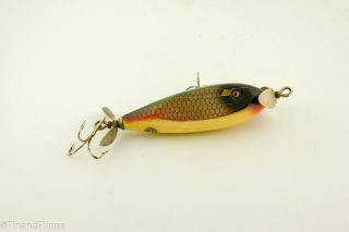 Vintage Michigan Fin Wing Antique Fishing Lure Red Dace Scale Glass Eye 2T ET47 3