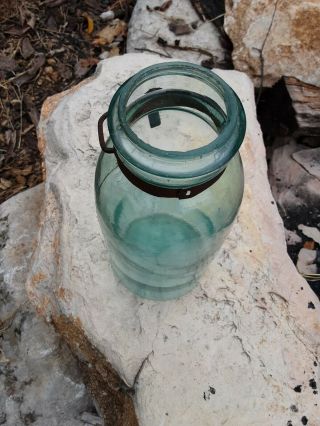 Vintage Globe Aqua Quart Fruit Jar 4