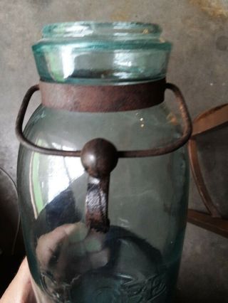 Vintage Globe Aqua Quart Fruit Jar 7