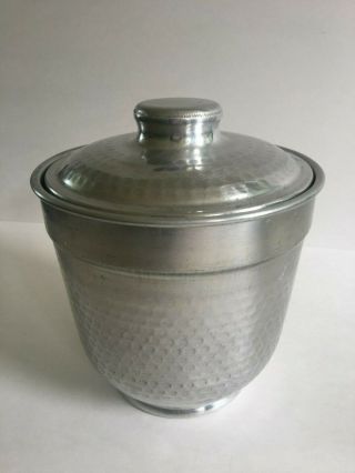 Vintage Hammered Aluminum Ice Bucket With Lid 1960s Made In Italy
