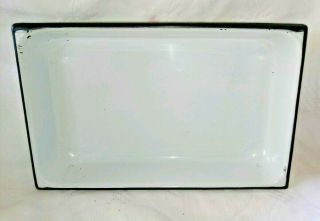 Vintage Enamelware White/black Trim Refrigerator Pan 12 " X 7.  5 " X 2 "