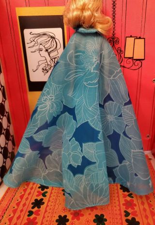 VTG Barbie FRANCIE Clone Turquoise Maxi Halter Dress and Sheer Matching Cape 4