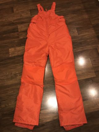 Orange Womens Large Ski Bib Snow Suit Pants Snowboard Snowsuit Vtg 80s 90s L
