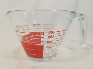 Vintage Pyrex Red Letter 2 Cup 16 Oz Reverse Read From Inside Measuring Cup