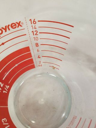 Vintage Pyrex Red Letter 2 Cup 16 Oz Reverse Read From Inside Measuring Cup 3