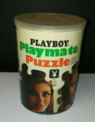 Vintage 1967 Playboy Playmate Can Jigsaw Puzzle Estate Find