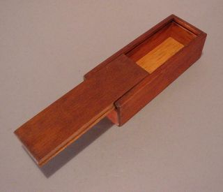 Vintage Wood Pencil Box W/ Slide Lid Cover