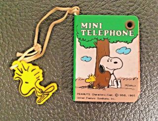 Vintage 1965 Peanuts Snoopy & Woodstock Mini Telephone Book W/ Butterfly Pages