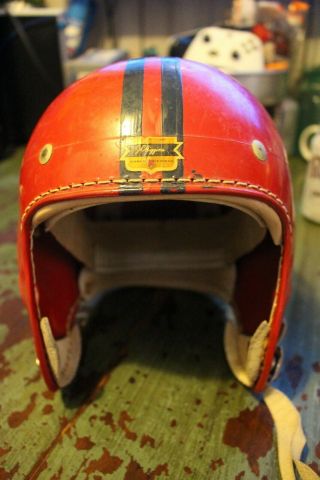 Vintage Jc Higgins Sears Roebuck Red Youth Medium Football Plastic Helmet