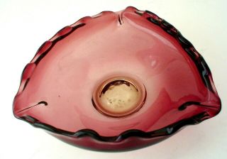 Vintage Three Sided Murano Art Glass Candy Dish Purple