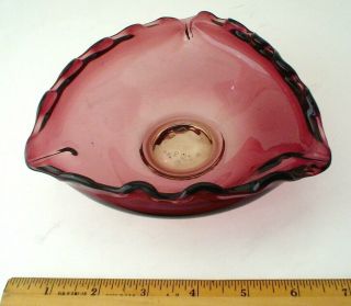Vintage Three Sided Murano Art Glass Candy Dish Purple 3